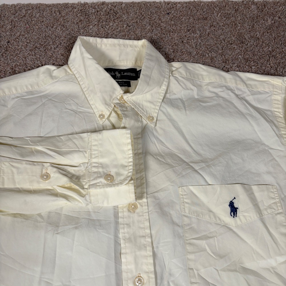 Ralph Lauren Blake Mens Yellow Cotton Button‎ Down Long Sleeve Shirt